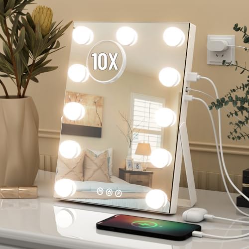 11x14 Interactive Vanity Mirror wLED Light Charging Port for Makeup
