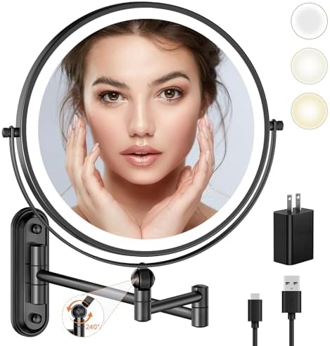 Rocollos 9-Inch Wall-Mounted Makeup Mirror