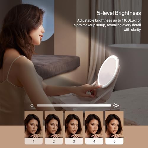 Portable 3D Makeup Mirror with Built-In Lights Bag