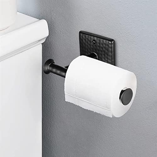 Hand-Hammered Metal Toilet Paper Holder Dispenser Matte Black