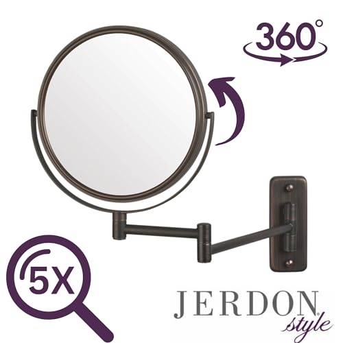 JERDON Two-Sided Wall-Mounted Makeup Mirror