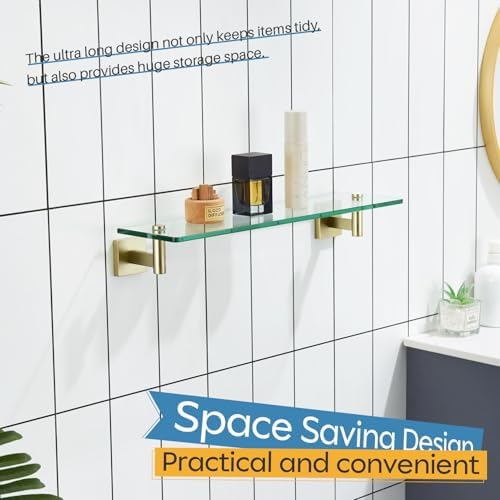 Sturdy 20 Wall Shelf Tempered Glass Bathroom Storage