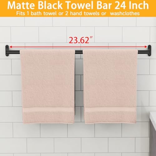 MKO 24 Inch Black Stainless Steel Towel Bar Rod
