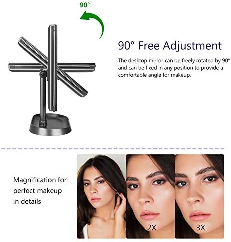 Stylish Tri-fold Makeup Mirror with 21-Bright LEDs and Touch Control