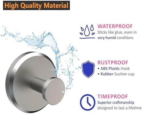 2-Piece Stainless Steel Suction Cup Hooks for Bathroom Kitchen Use