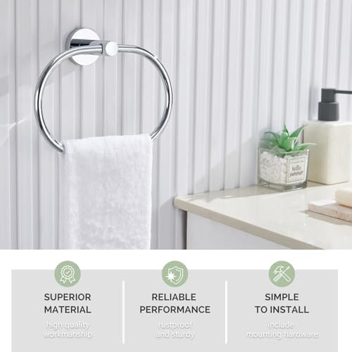 Angle Simple Stainless Steel Towel Ring Chrome