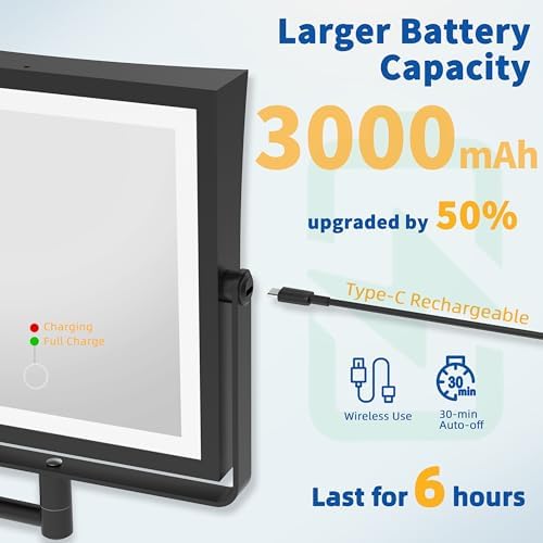 Ruacq Rechargeable Wall-Mounted Makeup Mirror with Lights