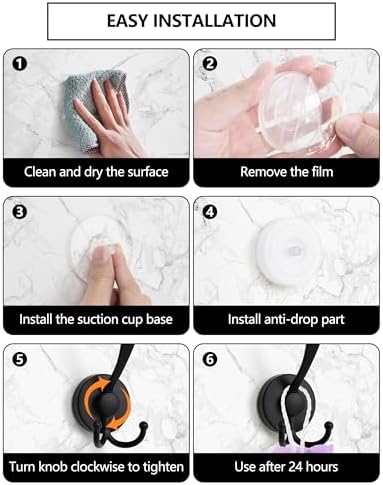Suction Cup Shower Hooks for Bathroom Kitchen - 2-Pack