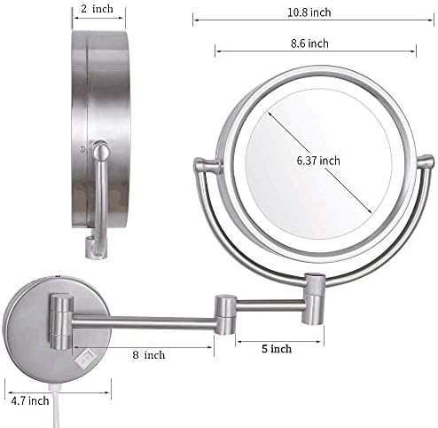 Stylish 86inch Wall-Mounted Makeup Mirror with LED Lights 360 Rotation