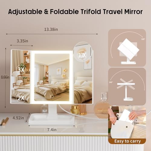 FRANO Makeup Mirror with Lights and Magnification