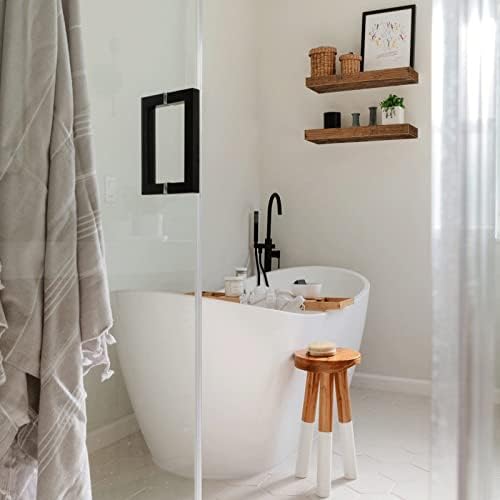 QEEIG Bathroom Floating Shelves - Rustic Brown Set of 2