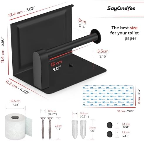 Matte Black Toilet Paper Holder Self-Adhesive Storage for Home