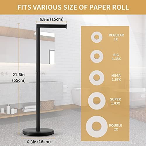 Sturdy Freestanding Toilet Paper Holder with Matte Black Finish