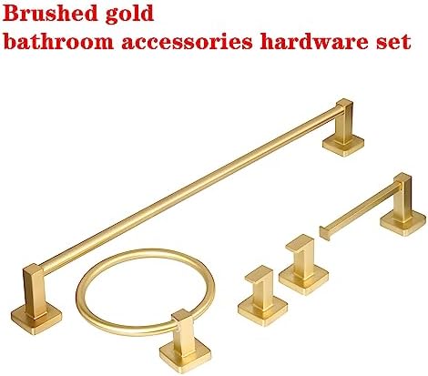 5-Piece Gold Bathroom Hardware Set Stainless Steel Towel Bar