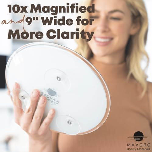 9-Inch 10X Magnifying Mirror with Suction Cups