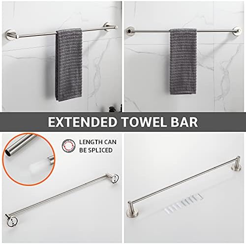 Adjustable 4-Piece Bathroom Towel Rack Brushed Nickel