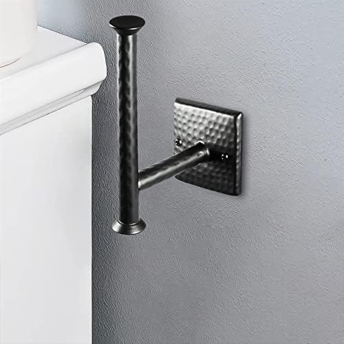 Hand-Hammered Metal Toilet Paper Holder Dispenser Matte Black