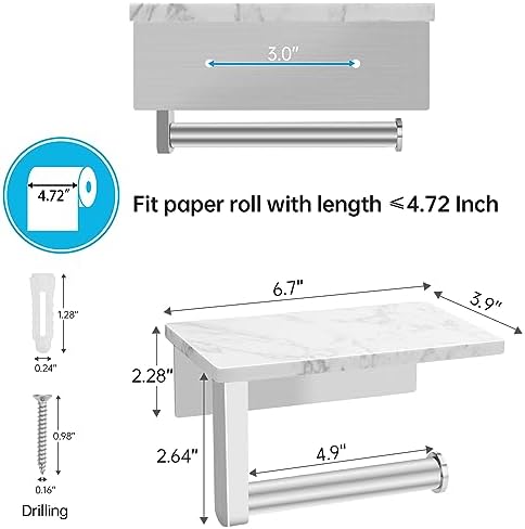 Sturdy Marble Stainless Steel Toilet Paper Holder