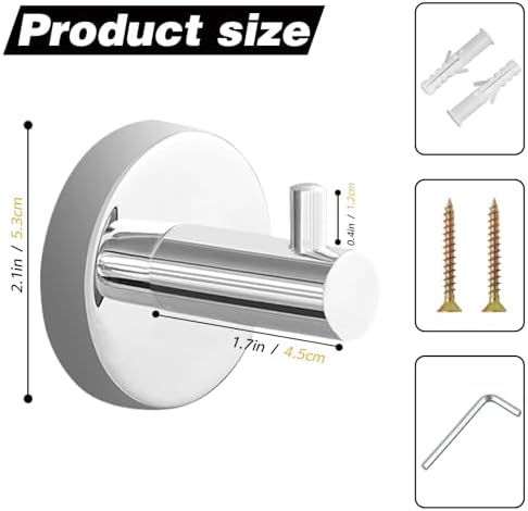 2 Pack Stainless Steel Robe Hooks for Bathroom