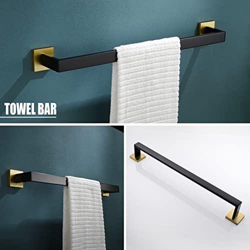YACVCL 5-Piece Black and Gold Towel Bar Set