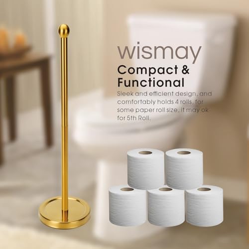 Sturdy Stainless Steel TP Holder Stand for 5 Rolls Gold