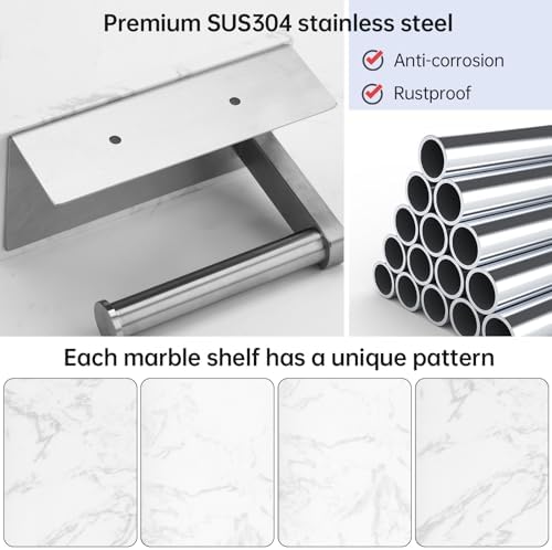 Sturdy Marble Stainless Steel Toilet Paper Holder