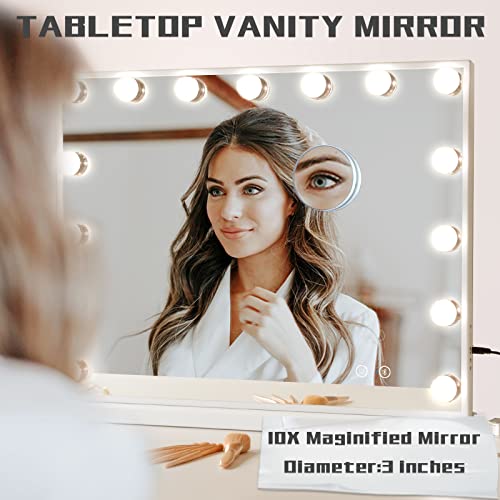 COOLJEEN Lighted Vanity Mirror with Bluetooth and USB Charging