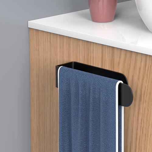 HUFEEOH Hand Towel Holder Black Stainless Steel Adhesive Bathroom Towel Bar