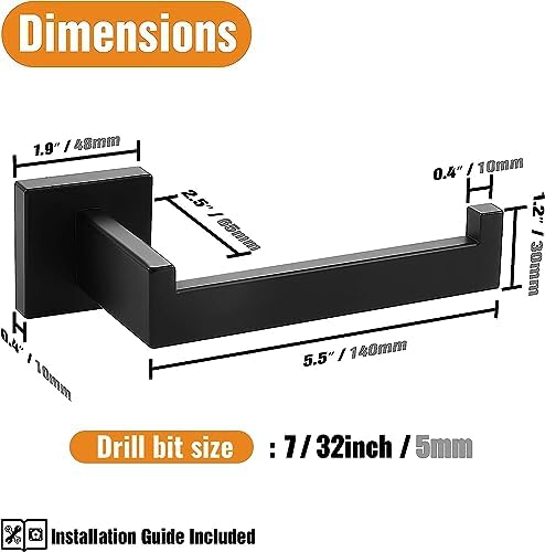 HITSLAM Matte Black Stainless Steel Toiletpaper Holder with Send-In Bolt