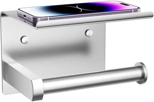Tindbea Stainless Steel Toilet Paper Holder with Phone Shelf