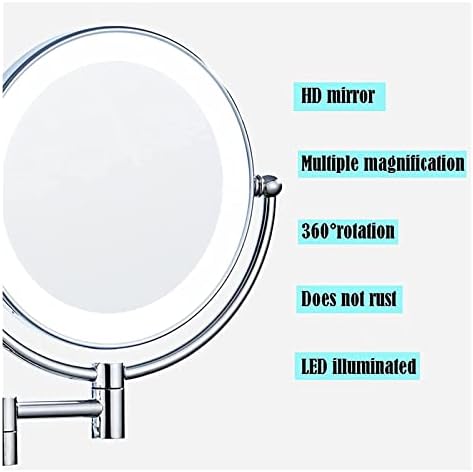 Wall-Mounted Two-Sided Swivel Makeup Mirror with USB Rechargeable 8 Magnification