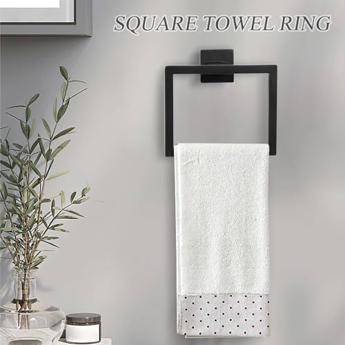 5-Piece Black Towel Bar Set Sturdy Wall-Mounted Bathroom Hardware Accessories