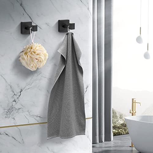Stainless Steel Heavy Duty Wall-Mounted Towel Robe Hooks - Matte Black 2-Pack