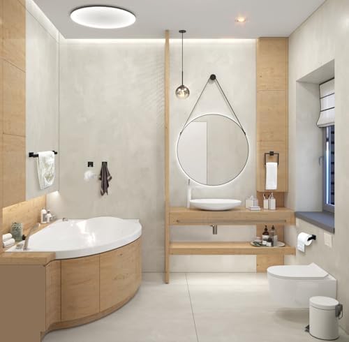 5pcs Black Bathroom Hardware Set with Towel Bar and Hooks