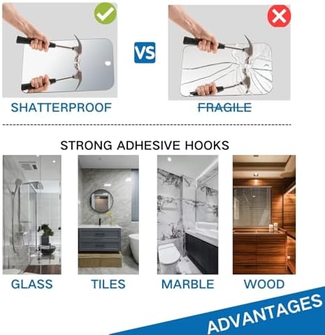 CasaVibe Shaving Mirror with Hook 78x98 Inch