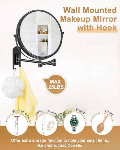 decluttr Large 9 Inch Wall Mounted Makeup Mirror