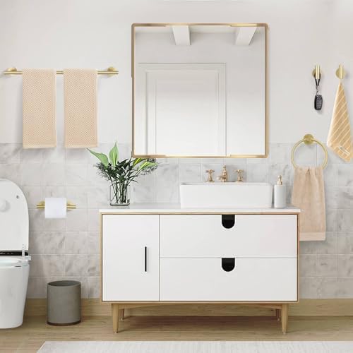 5-Piece Brushed Gold Round Towel Bar Set