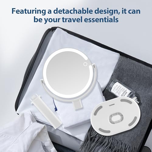 MIYADIVA 20X Double-Sided Magnifying Mirror with LED Lights