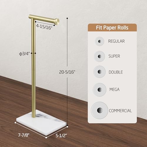 KES Natural Marble Free Standing Toilet Paper Holder Stand