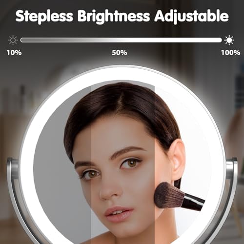 10x Magnifying Mirror with Rechargeable Light