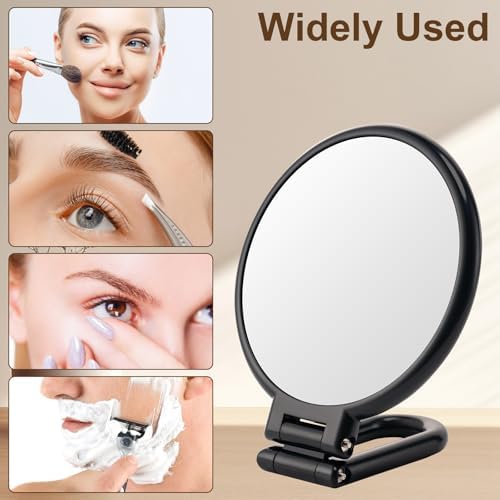 BOOMIBOO 10X Magnifying Handheld Mirror with Dual-Sided Design