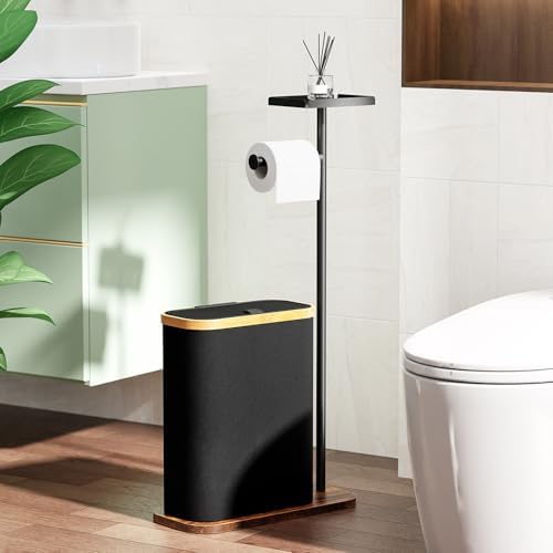 Toilet Paper Holder with Storage Black