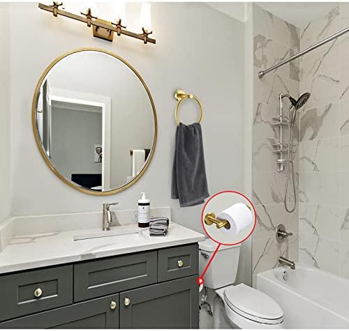 Sturdy Gold Toilet Paper Holder Towel Ring Set Stainless Steel Bathroom Accessory