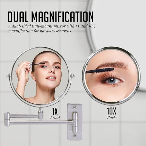 7-Inch Double-Sided Magnifying Vanity Mirror with 1X10X Magnification