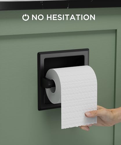 FORIOUS Recessed Toilet Paper Holder Matte Black Space-Saving Design with Mounting Bracket