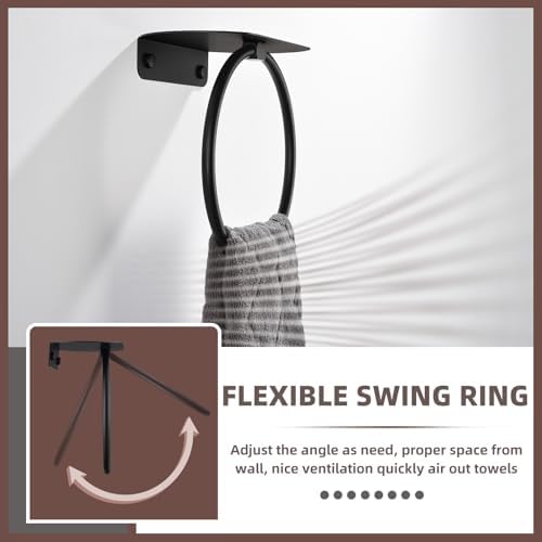 Matte Black Bath Towel Ring Shelf Stainless Steel Towel Holder