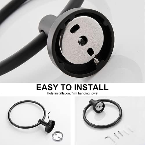 Stainless Steel Towel Holder Matte Black for Bathroom Kitchen Use