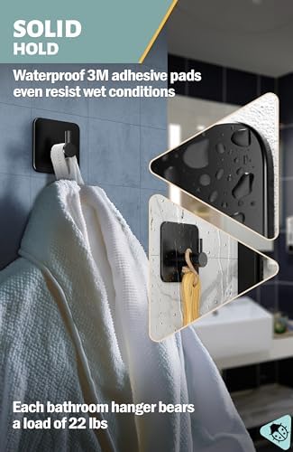 Menz 6-Pack Adhesive Towel Hooks Black