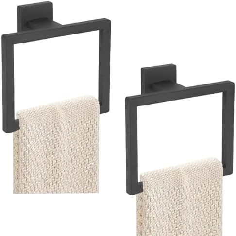 2-Piece Matte Black Stainless Steel Towel Ring for Bathroom