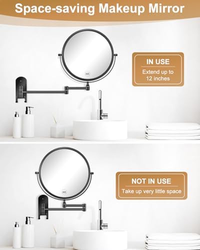 decluttr Large 9 Inch Wall Mounted Makeup Mirror
